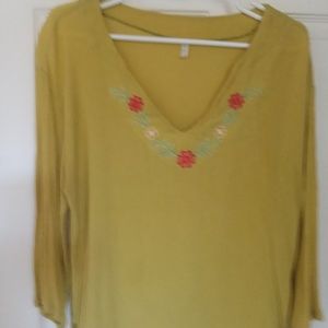 3/4 SLEEVE AVOCATO GREEN BLOUSE/TUNIC